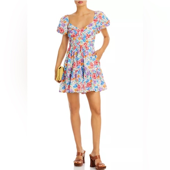 NWOT AQUA Floral Puff Sleeve Dress – Size XL, Bloomingdale’s Exclusive - Picture 3 of 7